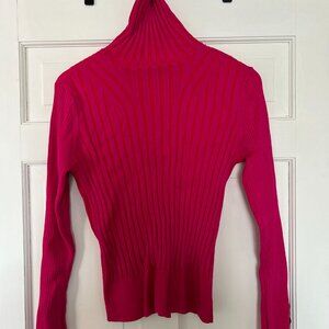 Pink and Orange Striped Turtleneck Sweater